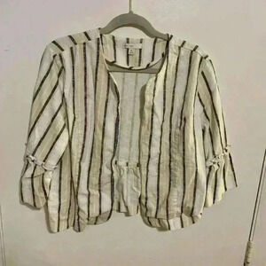 Cato Vertical Stripe Blazer with Ruffled Sleeve Size XL